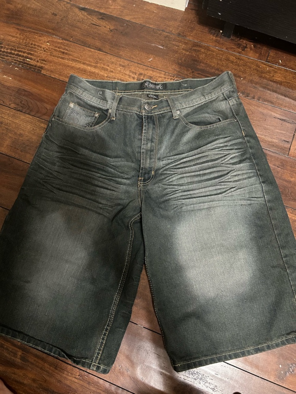 Y2K chams Dark Green Washed Men's Denim Shorts size 36